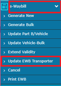 Update Transporter ID on E way Bill -1