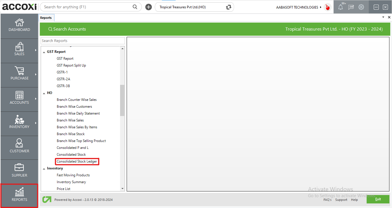 Consolidated Stock Ledger