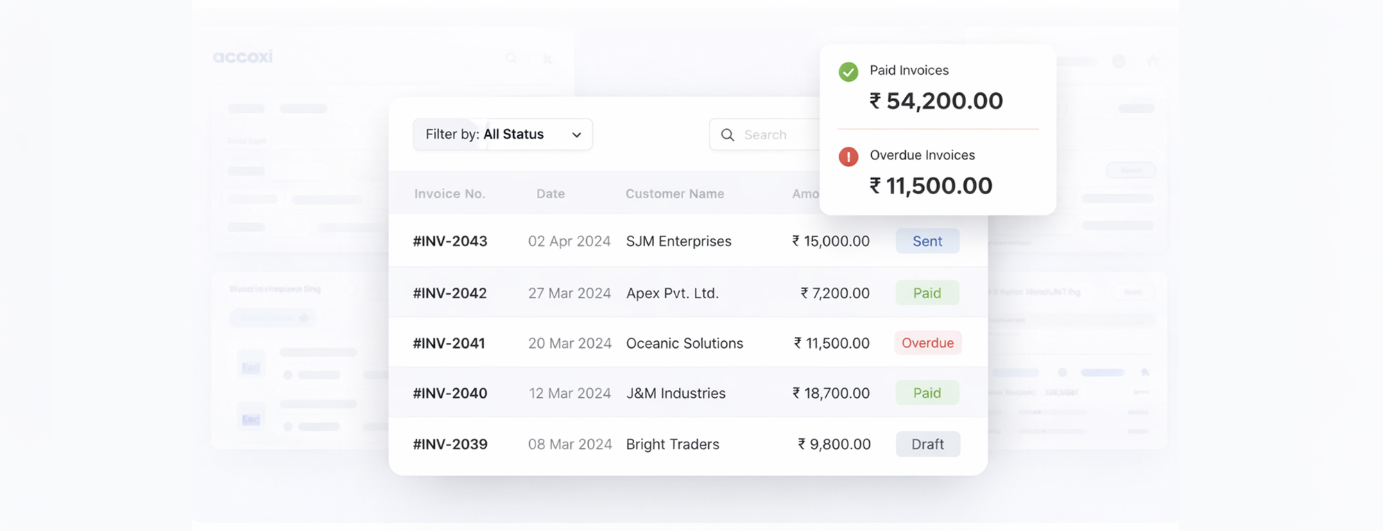 Quick View of Invoice Status Accoxi